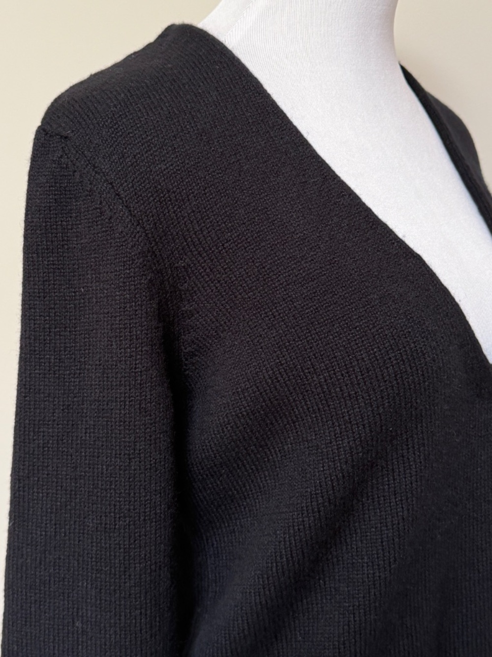 Saint Laurent YSL Black Cashmere Knit Deep V Neck LongSleeve Sweater - Picture 12 of 16